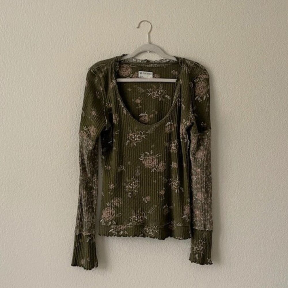 Free People Olive Floral Long Sleeve Top - Picture 15 of 15